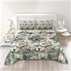 Irge Copriletto in cotone granfoulard estivo stampa digitale matrimoniale 245x280 (rubina beige)