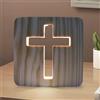 GOEDCH Jesus Croce Luce notturna a LED, 3D, con intaglio in legno, luce calda, piccola lampada da tavolo per camera, croce 3D, mini luce notturna religiosa, regali di Pasqua, decorazioni illuminate