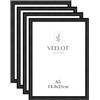 Veelot® 4x Cornice per Foto DIN A5 14,8 x 21cm,Alluminio Metallo,Nero,per 15x21cm cornice Piccolo,certificati di documenti e diplomi,Montaggio a parete o esposizione da tavolo