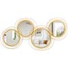WDSHIYI Set di 4 specchi circolari dorati, con cornice in metallo, moderni specchi decorativi in vetro, per soggiorno, camera da letto, ingresso, decorazione per la casa, 40 x 80 cm