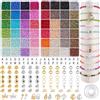 RUBY Perline per braccialetti da 3 mm, set di 2 scatole, perline per infilare per braccialetti da adulto, braccialetto a 48 colori, set per orecchini, collane e braccialetti