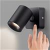 AWEKLIY Lampada da Parete Interno, LED 5W Applique da Parete Touch Control Dimmerabile, Girevole a 350° Lampada da Comodino, 3000K Bianco Caldo Luce Lettura per Camera da Letto, Hotel, Nero