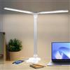 LQWELL® Lampada da Scrivania a Doppio Attacco con Regolazione LED, 5 Colori e 10 Livelli di LuminositÀ, Luce di Lettura Gradevole per Gli Occhi, Controllo Touch e Funzione di Memoria, Timer