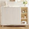 Generic Tende Antipolvere Personalizzabili per mensole, Tende per mobili da Cucina, Tende Pieghevoli sottolavello per armadi, bagni e lavatrici-Beige- W100cmxH80cm