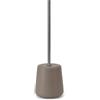 Mod Porta scopino WC Da Appoggio In Ceramica Tortora E Cromo - Scopino Bagno Design Tondo Antibatterico H 39 cm - Linea Sidney
