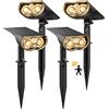 Linkind Luci di sicurezza a energia solare per esterni, sensore di movimento, 1000 lm, super luminose, luci da giardino ad energia solare, IP67, impermeabili, bianco caldo 3000 K, luci di sicurezza