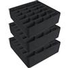 Yucch 3 Pezzi Organizer Cassetti, 24 Scomparti Pieghevole Porta Calzini da Cassetto Organizzatore Cassetti per Biancheria Mutande, Calze, Cravatte, Cinture (Nero)