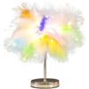 DUNMW Lampada da comodino creativa Mini lampada da tavolo in piuma colorata con fuochi d'artificio LED perline Lampada da tavolo in piuma Luce notturna Luce decorativa per camera da letto, soggiorno