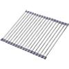 JUSHZ Scolapiatti sopra il lavello, scolapiatti scolaposate in acciaio inox e metallo, da cucina, pieghevole, per frutta e verdura e filtro dell'acqua (grigio, 43 x 49 cm)