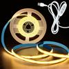 HEXJOSGL Striscia LED COB da 5 V, luce bianca calda, 3000 K, 320 LED/M, larghezza 8 mm, dimmerabile, flessibile, per retroilluminazione TV, armadio, scaffali, specchi, decorazione fai da te per la