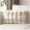 JOTOM Set di 1 federa per cuscino in peluche 40x60 cm, morbida, decorativa, copricuscino soffice in pelliccia sintetica per divano, sofà, camera da letto, cuscino 16x24 pollici (beige bianco)