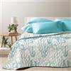 Mahome Trapuntino Matrimoniale Primaverile Estivo Leggero in Morbida Microfibra e imbottitura in Cotone - Copriletto Trapuntato Anallergico Traspirante Mano Delicata 260x260 (Coral Azzurro)