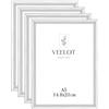 Veelot® 4x Cornice per Foto DIN A5 14,8 x 21cm,Alluminio Metallo,argento,per 15x21cm cornice Piccolo,certificati di documenti e diplomi,Montaggio a parete o esposizione da tavolo