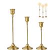 mimzemamz Candelabro Vintage,Porta Candele da Tavolo in 3 Diverse Altezze,Candelabri Portacandele per Cene,Matrimoni,Decorazioni Tavola,Decorazioni il Camino,Lume di Candela (Oro)