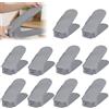 UISEBRT Set di 10 ripiani regolabili per scarpe in grigio, salvaspazio, 3 livelli di regolazione, organizer per scarpe antiscivolo
