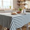 Bifulco Biancheria Bifulco Tovaglia Tavola Rettangolare 140x230 cm 12 Posti Art. Gourmet Fancy Home in Misto Cotone - Fantasia Righe Bicolore (Verde)