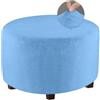 FANSU Copri Pouf Rotondo Elasticizzato, Velluto Poggiapiedi Lavabile Copri Ottomano Copertura per Sgabello Pouf Poggiapiedi Fodere per Sgabello per Soggiorno (Azzurro Cielo,M)