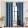 Ystyle Tende Oscuranti 100% Effetto Lino 2 Pezzi, 140x245cm, Tenda Oscurante da Interno con Occhielli, Tende per Interni Moderne per Camera da Letto e Soggiorno, Blu