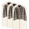 DOUZIO 3 Pezzi Custodie per Abiti Di Grande Capacità, Traspiranti, In Organza Traslucida, Copriabiti Da Armadio, Copri Abiti Lunghi, Antipolvere, Per Pellicce, Piumini E Ca(Size:Flat-90cm/35.4in,Color:Beige)