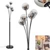 hofstein Bernado - Lampada da terra dimmerabile, in metallo/vetro, colore nero/fumo/trasparente, con sfere di vetro (diametro 12 cm), altezza 174,5 cm, regolabile tramite interruttore a pedale, 5 x G9, senza