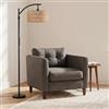 OUTON Lampada da Terra in Rattan, Lampada ad Arco Dimmerabile con App, Telecomando e Comando Touch, 4 Temperature di Colore, 2 Paralumi, Piantana LED da 12W per Soggiorno, Camera, Ufficio, Nero