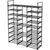 LANTUS Scarpiera a 9 livelli fai da te in metallo, 50-55 paia di scarpe, con ganci, per soggiorno, guardaroba, corridoio, 127 x 30 x 58 cm, 9 strati e 3 colonne