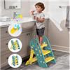 Growaystory 3 Gradini Sgabello Bambini, Antiscivolo Scaletta bambini bagno, Pieghevoli, Regolabile in Altezza, Multifunzione, Compatta e Antiscivolo per Bagno, Cucina, WC e Lavandino (Verde)