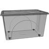 COSE DA CASA Contenitore con Coperchio e 4 Ruote Box Portaoggetti 60 LT STORAGE Salvaspazio Sovrapponibile scatola 60x40x33 Organizer Multiuso organizzazione Casa Bagno Ufficio (FUME' TRASPARENTE)