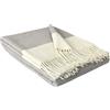 STTS International - Coperta in cashmere, 100% lana merino e cashmere, 140 x 200 cm, plaid molto morbido Faro (beige/grigio-bianco (M))