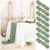 Pesonlook Confezione da 8 runner da tavola in garza da 3 m di lunghezza, colore verde salvia, rustico, stile bohémien, per matrimoni, addio al nubilato, feste, banchetti (verde salvia)