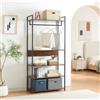 [en.casa] Organizzatore Guardaroba Stand Porta Abiti con Barra Appendiabiti e Ripiani Mobile Porta Vestiti per Cabina Armadio 180x80x40 cm Nero/Effetto Noce