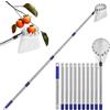 DBREAKS Raccogli Frutta, 4,2M Raccogli Mele con Manico Telescopico, Palo in Acciaio Inox Leggero Raccogli Frutta, Acciaio Inox Cestino con Sacchetto di Cotone, Diametro 16 cm