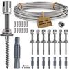 CUPCHID Supporto per piante rampicanti, corda in acciaio inossidabile da appendere kit con 3 mm, per giardino/muro/calcestruzzo (8 supporti, 12m di corda)