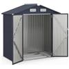 HOMASIS Casetta Porta Attrezzi da Giardino, Capanno da Giardino in Metallo con 4 Aperture, 2 Porte con Bloccaggio, Porta Attrezzi da Esterno Impermeabile e Resistente, 193 x 108 x 196 cm, Grigio