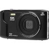 VHKJewE Videocamera digitale 5K 72MP con zoom 16X, videocamera for vlogging microfono for YouTube, messa a fuoco automatica(Black)