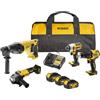 DEWALT Kit Combo 18V 4PC (trapano avvitatore compatto, avvitatore ad impulsi, martello rotante 18V SDS-Plus, smerigliatrice angolare 125mm) con 3 batterie 4Ah in borsa morbida, DCK424M3-QW