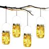 SUNNOW Lampada Solare, 4 Pezzi Lampade Solari Barattolo di Vetro Illuminante Impermeabile Lampade con 30 LED per da Esterno Giardino Giardino Feste Camera da Letto Decorazioni, Luce Bianco Caldo (4 Pezzi)