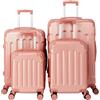 LEADZM Set di Valigie Rigide 4 Pezzi, Set Valigie con Rinforzi Angolari, Luggage Suitcase Grande 23 kg in ABS (Rosa oro)