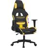 vidaXL Sedia da gaming vidaXL con funzione massaggio e poggiapiedi, tessuto nero e giallo