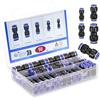 SRJQXH 50 Pezzi Kit Raccordi Pneumatici, Inclusi 4 mm, 6 mm, 8 mm, 10 mm e 12 mm Raccordi Aria Compressa, per L'uso Nei Settori Dell'automazione, delle Attrezzature per Officine