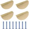 INCREWAY 4 Pezzi Tira Maniglia per Cassetti Mezza Luna, Maniglie per Armadio in Rame Spazzolato, Pomelli Decorativi Semicircolari per Armadi e Guardaroba (Oro Spazzolato)