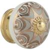 Rasiya Art Pomelli per armadietti, in ceramica, fatti a mano, stile bohémien, per credenze della cucina, guardaroba, decorazione per mobili in campagna, colore grigio oro, confezione da 8