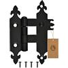 MORIA DESIGN MoriaDesign Cerniera per finestre rustica a croce - 2,5 x 80 x 120 mm - Nero - Cerniera per finestre per persiane, porte in legno e cancelli da giardino