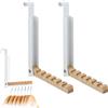 FARYODI 2 Pezzi Appendiabiti da Porta Pieghevole, Gancio Pieghevole per Porta, per Porte Spesse 2 cm, in Metallo e Legno, 6 Ganci, per Appendere Vestiti, Borse