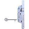 Generico Serratura per porte interne AGB CENTRO - Mod.SCROCCO e CATENACCIO - Frontale largo 22mm x 196mm - Entrata 50 distanza 90 - Finitura CROMO OPACO - B010015034
