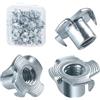 BOUMVID Dadi a T M5 x 8 mm, 50 Pezzi Filettato Dadi a Griffe Dadi con 4 Griffe Legno Inserti, Acciaio Zincato T Dado per il Fissaggio di Parti di Mobili Dado con Griffe da Manicotti