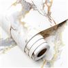FunStick Carta da Parati Adesiva Mobili Cucina Bianca Oro Carta da Parati Marmo Pellicola Adesiva per Mobili Cucina Lavabile Muro Pellicola Autoadesiva per Marmo Bianco Oro 40CMx2M
