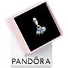 PANDORA Triplo pendente Moments in argento Sterling con fotocamera, cuore e bussola, con zirconi cubici trasparenti e smalto nero, blu trasparente e verde