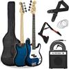 3rd Avenue Kit basso elettrico beginner dimensioni 4/4 con amplificatore da 15 W, custodia, cavo di connessione, tracolla, stand e corde di riserva - Blu