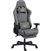 HOMCOM Sedia da gaming, ergonomica, in finta pelle scamosciata, con cuscino lombare, poggiapiedi, cuscino, sedia da gioco con braccioli 3D, altezza regolabile, colore: grigio scuro